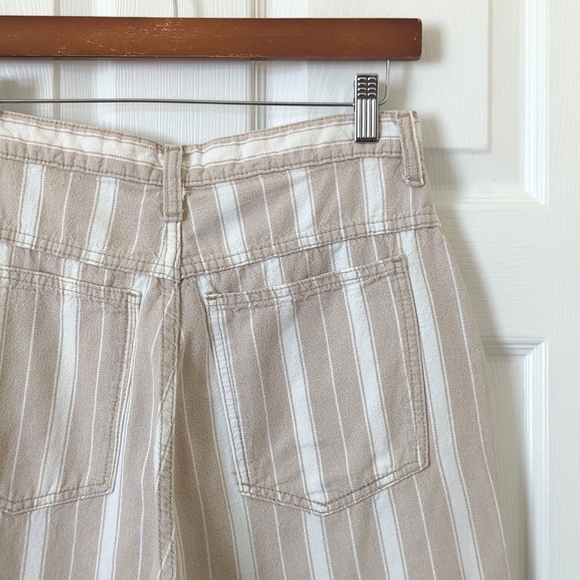 NY Line 90's Vintage Classic Striped High Waisted Tapered Leg Pants Tan White 28 - Picture 14 of 15